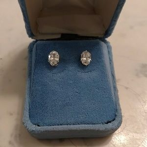 Oval CZ post earrings